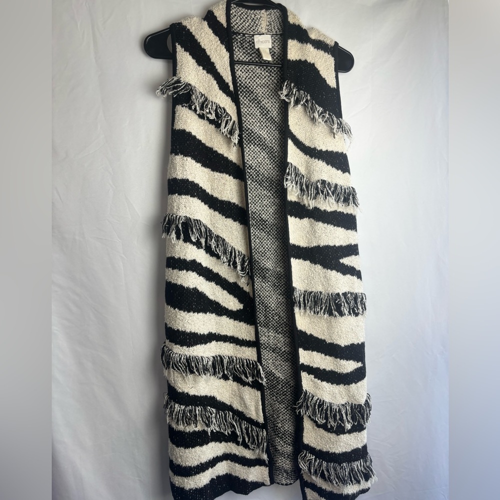 Chico’s 
Zebra fringe Anne vest sweater - Picture 6 of 7
